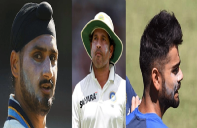 cricketers apply white cream